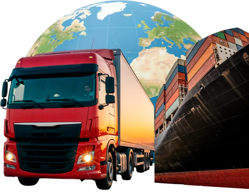 Bulk cargo and road logistics illustration for Hans Air Express surface transport services